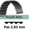 COURROIE DENTEE 127MXL025 PAS 2.032 mm / LARGEUR 6.35 mm